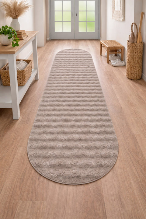 Bubble Modern Plush Area Rug – Burgundy in a hallway