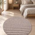 Bubble Modern Plush Area Rug – Taupe in a bedroom
