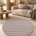 Bubble Modern Plush Area Rug – Taupe in a living room