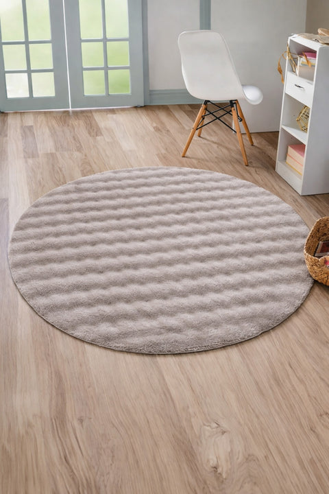 Bubble Modern Plush Area Rug – Taupe in a office