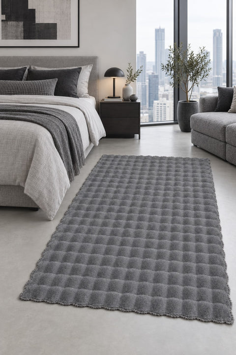 Bubble Modern Shag Area Rug in a bedroom