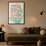 Bunny Flower Bouquet Kids Botanical Wall Art – Pastel Watercolor Florals