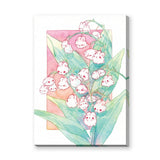 Bunny Flower Bouquet Kids Botanical Wall Art – Pastel Watercolor Florals