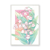 Bunny Flower Bouquet Kids Botanical Wall Art – Pastel Watercolor Florals