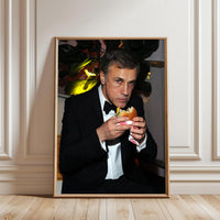 BURGER Editorial Wall Poster – Man in Tuxedo Eating Burger Wall Poster