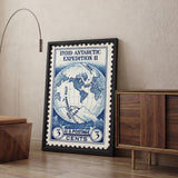 Byrd Antarctic Expedition Stamp Vintage Wall Art – Blue Map Postage Print