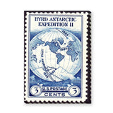Byrd Antarctic Expedition Stamp Vintage Wall Art – Blue Map Postage Print