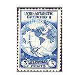 Byrd Antarctic Expedition Stamp Vintage Wall Art – Blue Map Postage Print
