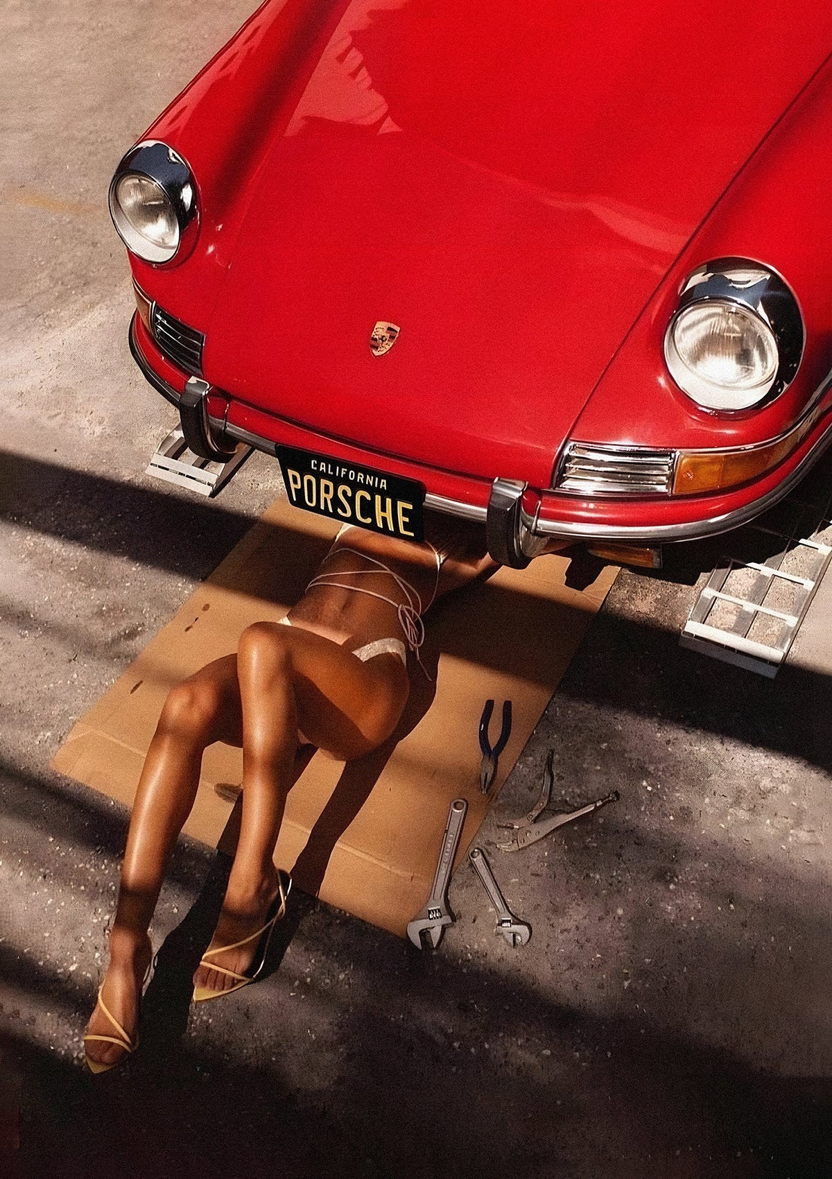California Porsche Red Car Editorial Print Wall Print Decor