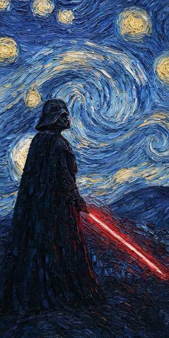Darth Vader Starry Night Wall Poster, Star Wars Pop Art Wall Print, Galactic Canvas Wall Décor