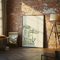 Cafe Minimal Illustration Print | Contemporary Coffee Shop Wall Poster