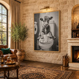 Calf Photography Vintage Wall Art – Humorous Bathroom Cow Print
