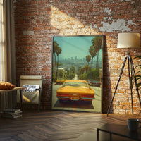 California Retro Car Los Angeles Print – Retro City Street Wall Poster