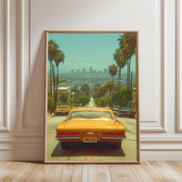 California Retro Car Los Angeles Print – Retro City Street Wall Poster