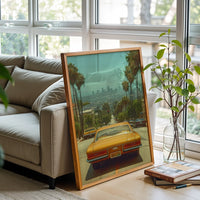 California Retro Car Los Angeles Print – Retro City Street Wall Poster