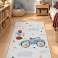 Car and Balloon Kids Area Rug in a nursery