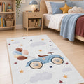 Car and Balloon Kids Area Rug in a bedroom