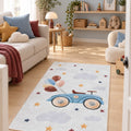 Car and Balloon Kids Area Rug in a living room