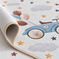 Car and Balloon Kids Area Rug – texture close-up