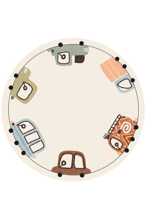 Car Kids Round Play Rug
