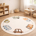 Car Kids Round Play Rug in a nursery