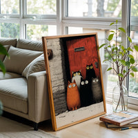 Cartoon Cats Aesthetic Wall Print – Cute Cat Illustration Print for Home Decor