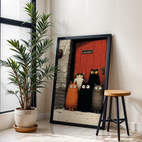 Cartoon Cats Aesthetic Wall Print – Cute Cat Illustration Print for Home Decor