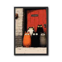 Cartoon Cats Aesthetic Wall Print – Cute Cat Illustration Print for Home Decor
