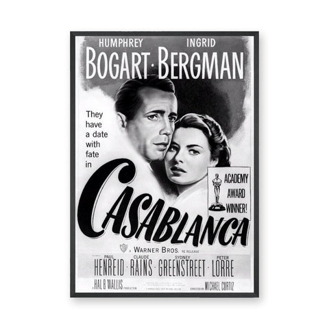 Casablanca Movie Vintage Wall Art – Black and White Film Print