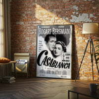 Casablanca Retro Movie Print Wall Print – Humphrey Bogart & Ingrid Bergman Timeless Cinema Decor