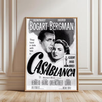 Casablanca Retro Movie Print Wall Print – Humphrey Bogart & Ingrid Bergman Timeless Cinema Decor