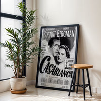 Casablanca Retro Movie Print Wall Print – Humphrey Bogart & Ingrid Bergman Timeless Cinema Decor