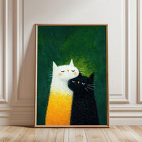 Cat Couple Illustration Aesthetic Wall Print Décor Poster