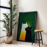 Cat Couple Illustration Aesthetic Wall Print Décor Poster