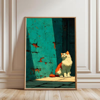Cat in Sunlight Aesthetic Home Art Print