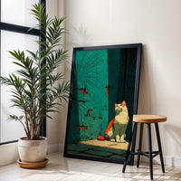 Cat in Sunlight Aesthetic Home Art Print