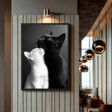 Cat Photography Modern Wall Art – Black and White Cats Nuzzling