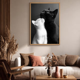 Cat Photography Modern Wall Art – Black and White Cats Nuzzling