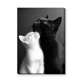 Cat Photography Modern Wall Art – Black and White Cats Nuzzling