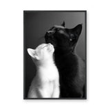Cat Photography Modern Wall Art – Black and White Cats Nuzzling
