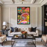 Cats and Florals Maximalist Wall Art – Polka Dot Collage Print