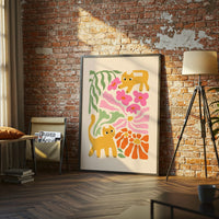 Cats and Flowers Aesthetic Wall Print Wall Poster