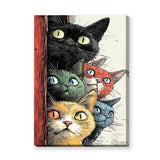 Cats Pop Art Wall Art – Colorful Wide-Eyed Cats Peeking