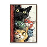 Cats Pop Art Wall Art – Colorful Wide-Eyed Cats Peeking