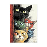 Cats Pop Art Wall Art – Colorful Wide-Eyed Cats Peeking