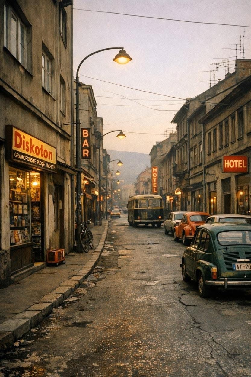 Diskoton Bar Hotel Retro European Street Scene Décor Poster Wall Poster