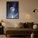 Celestial Typography Modern Wall Art – Rocket Moon Launch Print