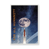 Celestial Typography Modern Wall Art – Rocket Moon Launch Print