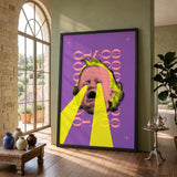 Chaos Crying Face Pop Art Wall Art – Purple Typography Portrait Print
