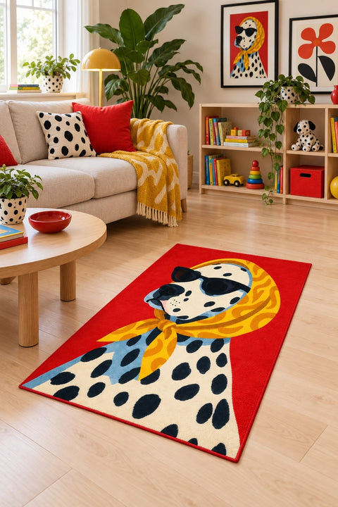 Character Kids Area Rug – Orange in a living room